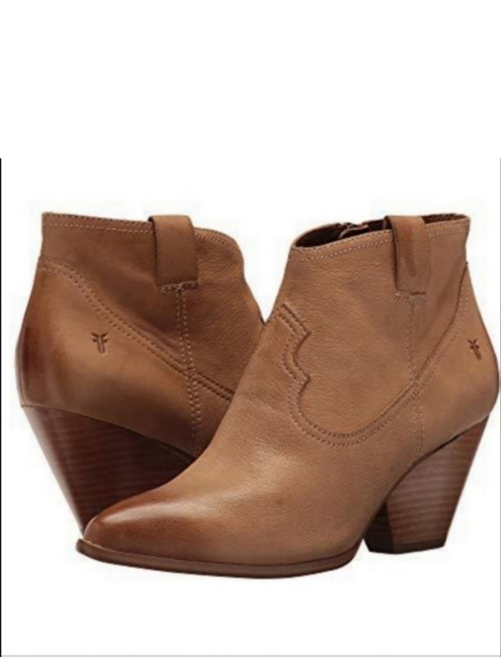 Frye Reina tan leather western ankle bootie Size 10